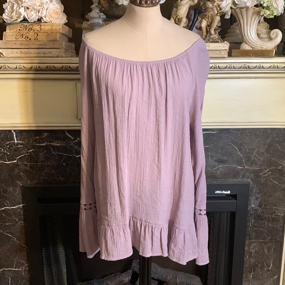 Fred David off shoulder boho peasant bell sleeve blouse